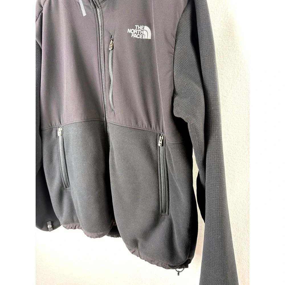 The North Face Denali Hybrid Fleece Jacket Black Full Zip Mens XL Softshell